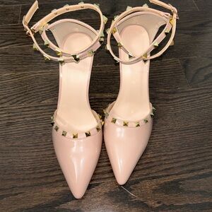 gold studded high heels